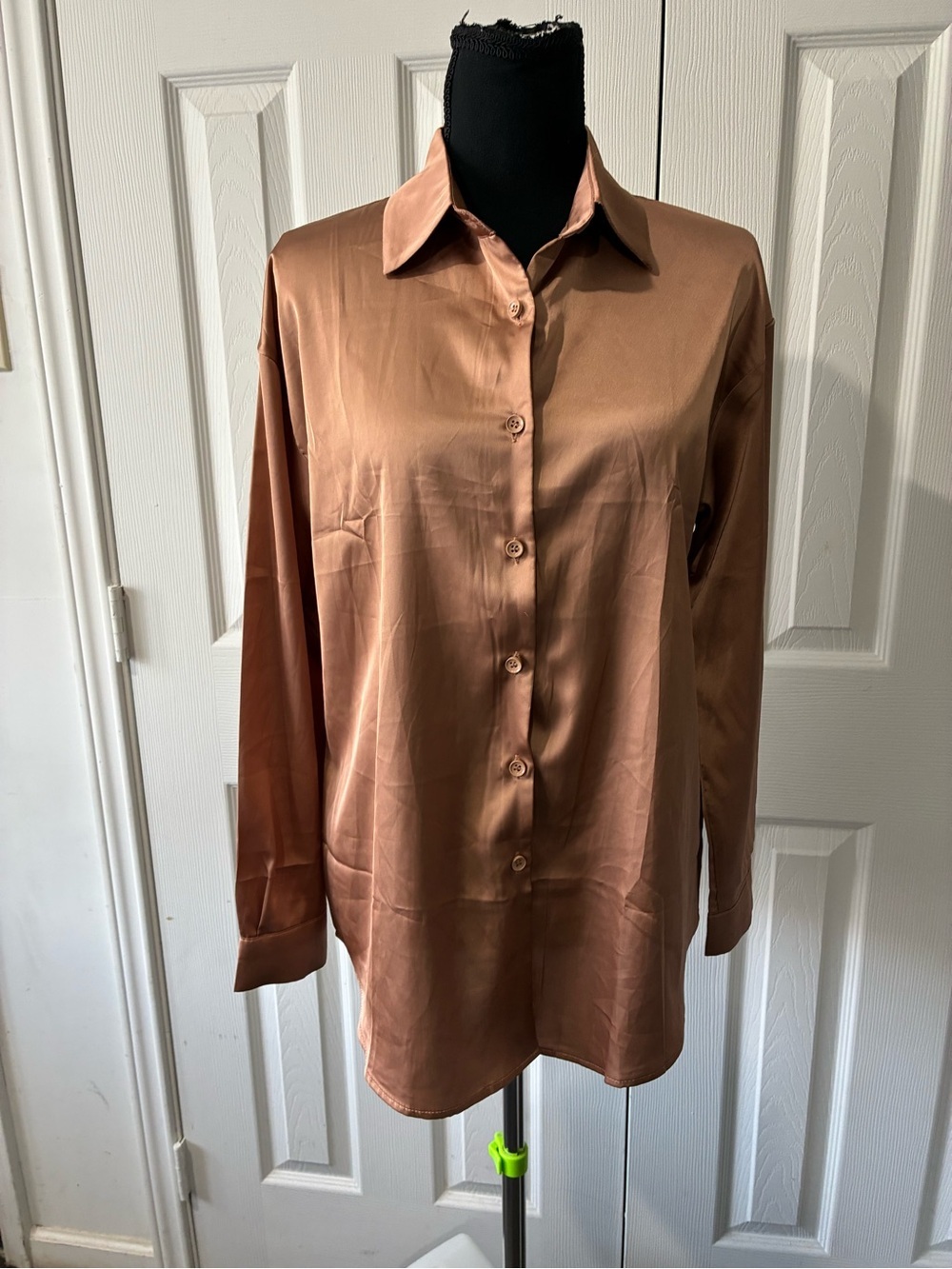 Gant Copper Satin Button-Up Blouse